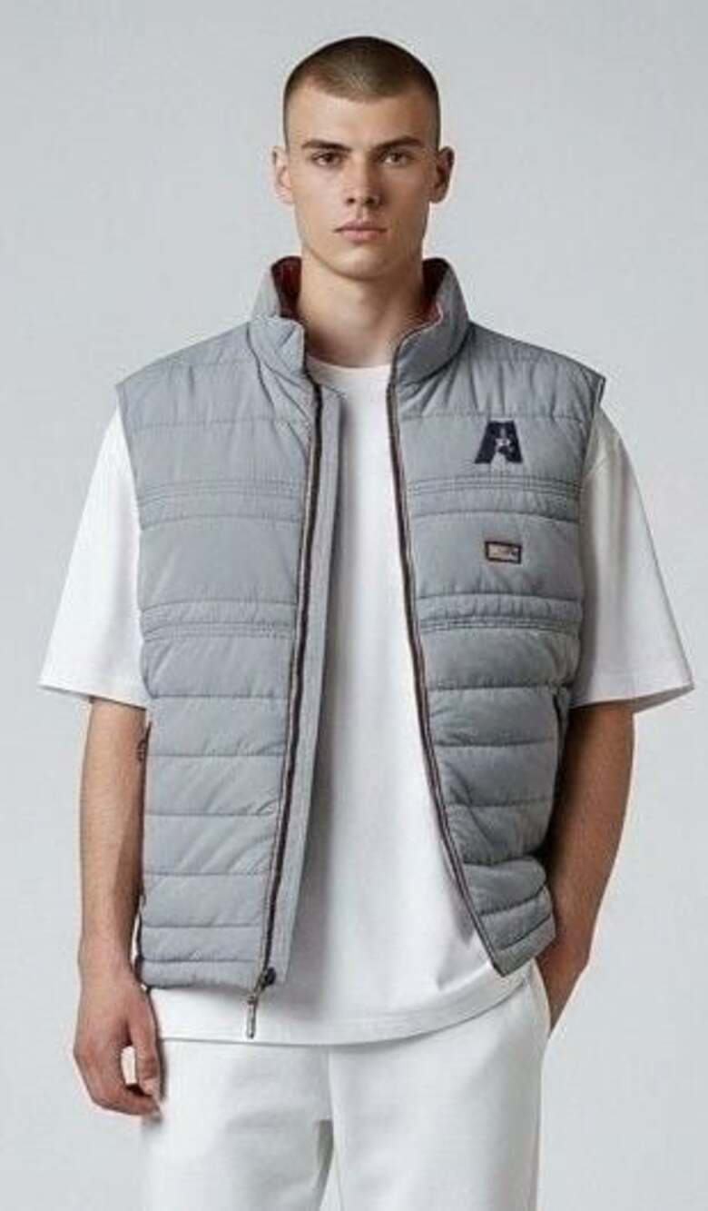 johnnie-O LSUA Lounger Puffer Vest Grayish Blue  Full Zip